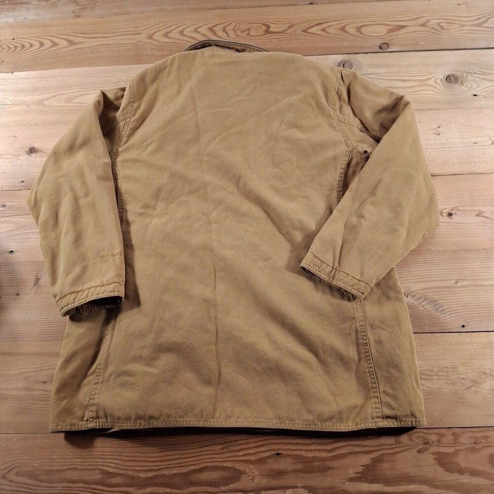 Vintage Woolrich Field Chore Coat Barn Jacket Leather Collar Canvas Large Womens - Picture 8 of 8